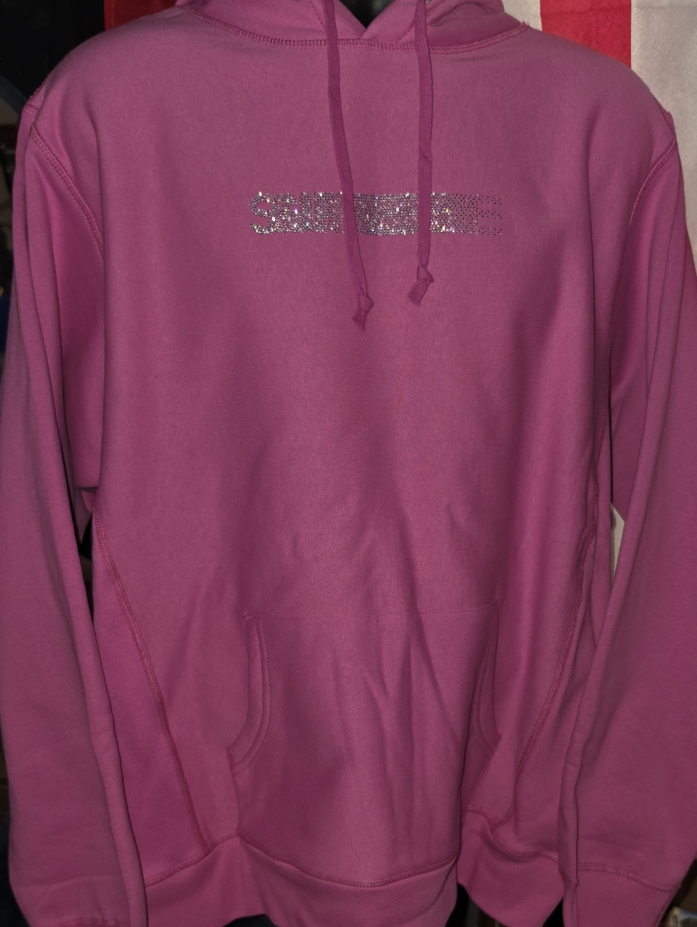 Supreme Pink Rhinestone Box Logo Hoodie